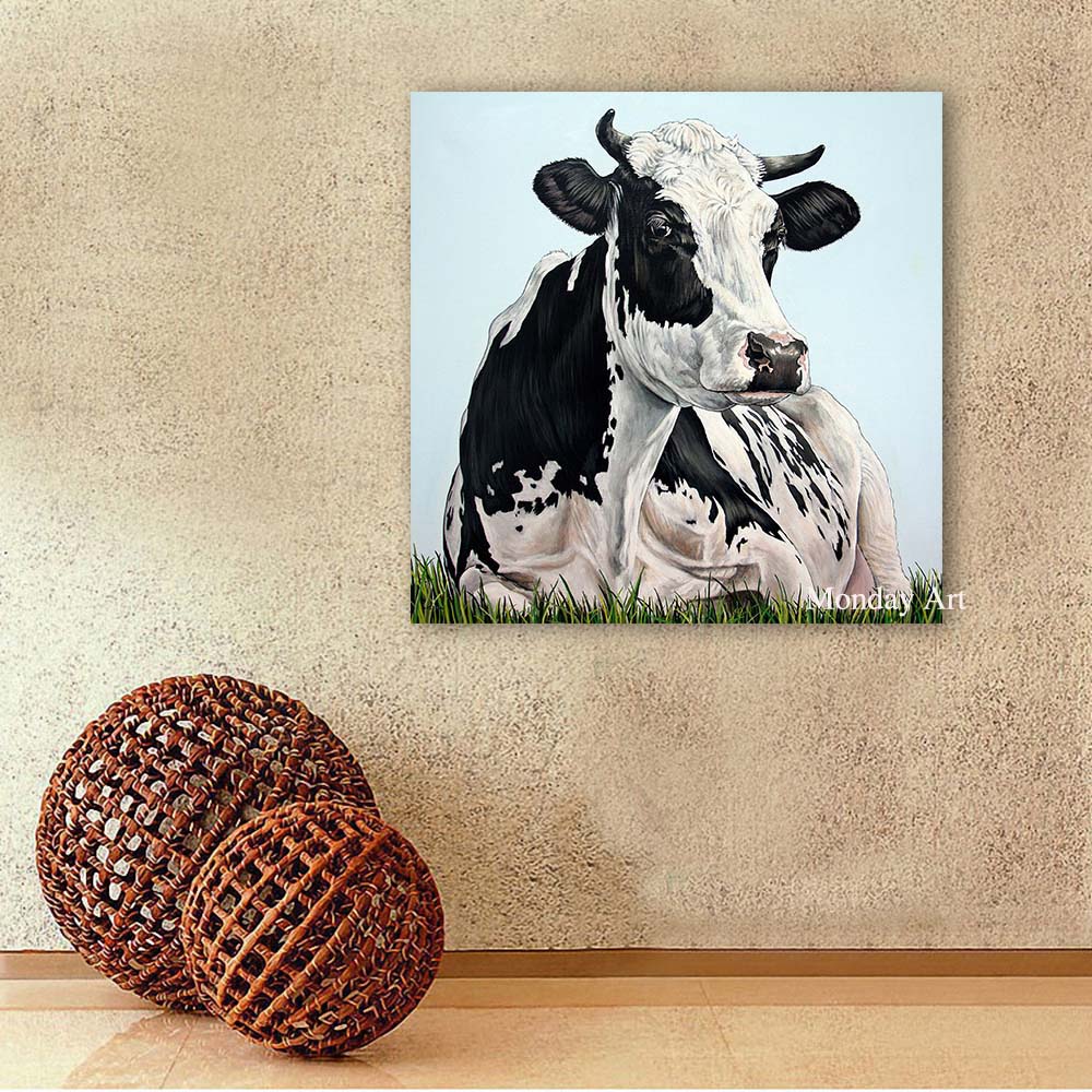 canvas painting big size handpainted Modern Animal Oil Painting The Cow Canvas Art Wall Pictures For Living Room Home Decoration