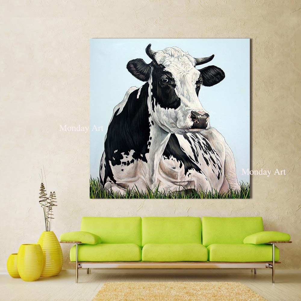 canvas painting big size handpainted Modern Animal Oil Painting The Cow Canvas Art Wall Pictures For Living Room Home Decoration