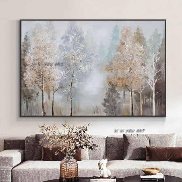 New Decorative  Abstract Autumn Trees Oil Painting 100 Handmade On Canvas Wall Art Pictures For Living