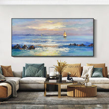 Load image into Gallery viewer, 100% Hand Painted Abstract Seascape Oil Paintings Wall Art Canvas Painting Wave Pictures for Living Room Decoration No Frame
