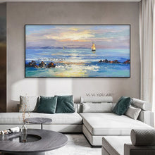 Load image into Gallery viewer, 100% Hand Painted Abstract Seascape Oil Paintings Wall Art Canvas Painting Wave Pictures for Living Room Decoration No Frame

