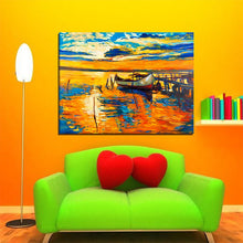 Load image into Gallery viewer, hboat harbor  Sunset Oil Paintings
