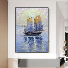 Load image into Gallery viewer, Oil Painting Handmade Sea Scenery Canvas Sailing
