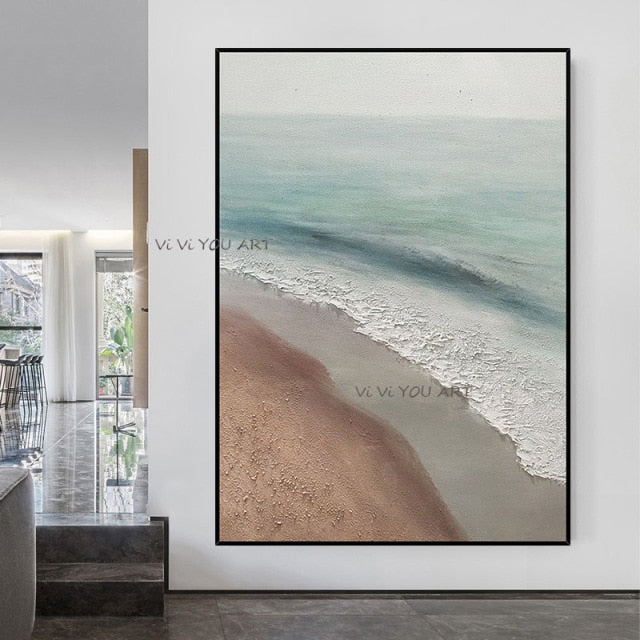 100% Hand Painted Landscape Abstract Canvas Painting Home Decor Seascape Wall Art Nordic Living Room Decorative Wall Pictures