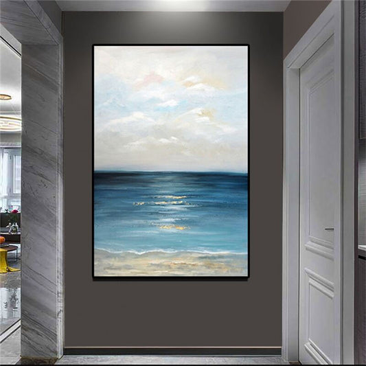 100% Hand-Painted Abstract Seascape Oil Painting Canvas Art Bedroom Wall Decoration Canvas Art Unframed Artwork Wall Pictures