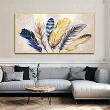 Load image into Gallery viewer, Home Wall Art 100% Hand-Painted Oil Painting Colorful Feather Abstract Canvas Painting Living Room Decoration Painting Entrance
