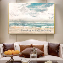 Load image into Gallery viewer, Large size Home Decor Hand Painted Abstract Seascape Oil Painting On Canvas Sea Beach Wall Pictures For Living Room Bedroom

