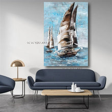 Load image into Gallery viewer, Large 100% Hand Painted Handmade Art Oil Painting Seascape Sails Abstract Christmas Gift Home Decor Wall Pictures Frameless

