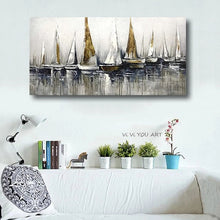 Load image into Gallery viewer, 100% Hand Painted Handmade Oil Paintings Retro Seascape Sails Abstract Wall Pictures Canvas Home Decoration Large Frameless
