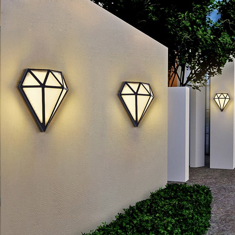 12W Outdoor Waterproof IP65 Diamond LED Wall Light Porch Garden Wall Lamps &amp; Indoor Bedroom Living Room Decoration Lighting Lamp