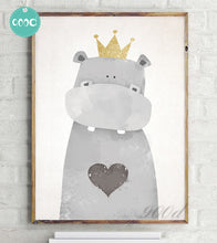 Load image into Gallery viewer, Cartoon Cute Hippo Canvas Art Print Painting Poster,  Wall Picture for Home Decoration, Wall Art Decor FA400-1
