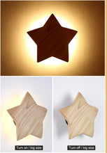 Load image into Gallery viewer, Modern Creative Wall Lamps Solid Wood light Star shape Living Room Corridor Stair Lighting Decoration Bedroom Beside E27 Lamp
