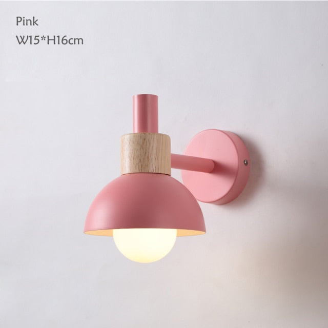 Nordic Wooden Wall Lights Bedside Wall Lamp Bedroom Wall light sconce for kitchen restaurant modern wall lamp macaroon sconces