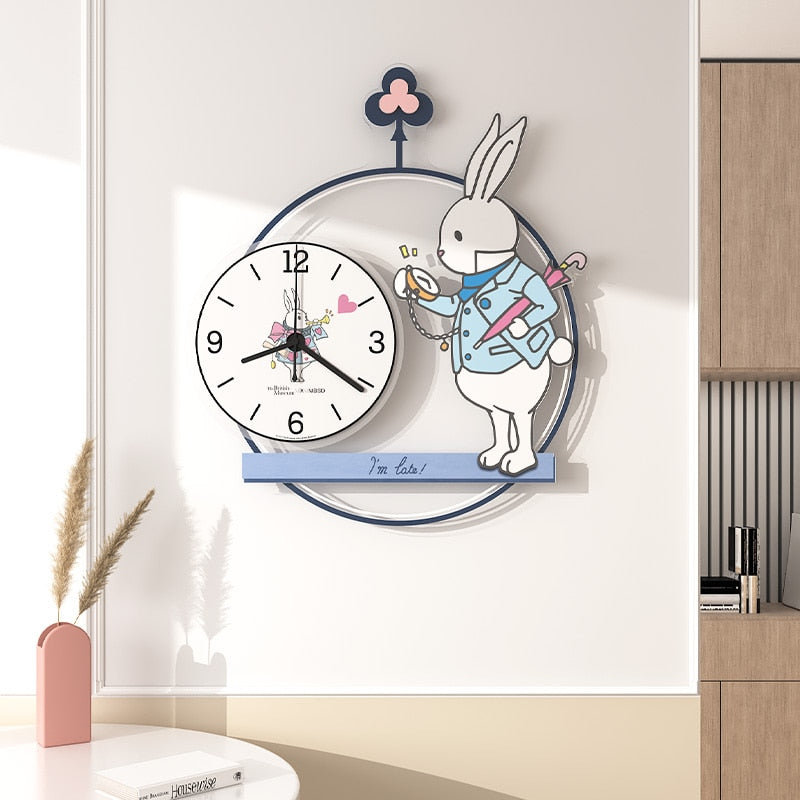 Cute Rabbit Decorative Silent Wall Clock