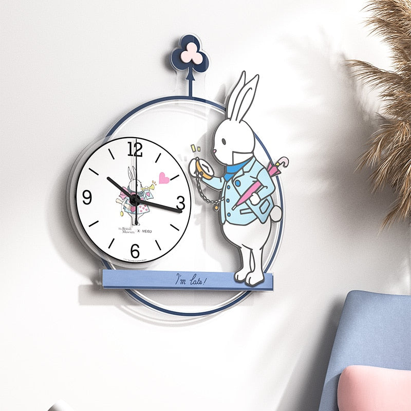 Cute Rabbit Decorative Silent Wall Clock