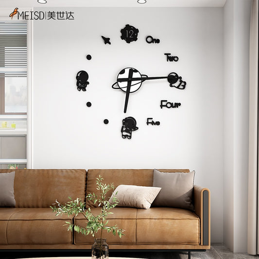 Astronaut Style Silent Acrylic Large Decorative DIY Wall Clock Modern Design Living Room Home Kitchen Decoration Watch Stickers