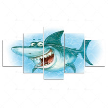 Load image into Gallery viewer, Wall Art Canvas Prints Cartoon Shark Painting
