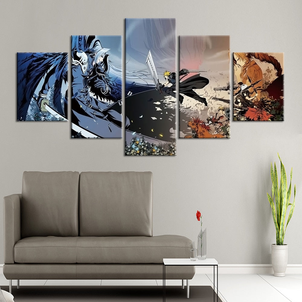 Canvas Art Prints Wall Art Japanese anime Pictures Paintings for Bedroom 5 Piece Modern Posters Stretched and Framed Giclee Artw