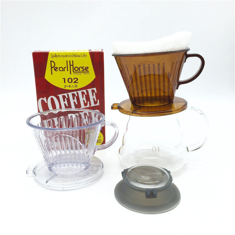 Free shipping 3-4 cup drip coffee filter / 40pcs coffee filter paper + 1pcs coffee filter cup + 360ml glass pot set combination