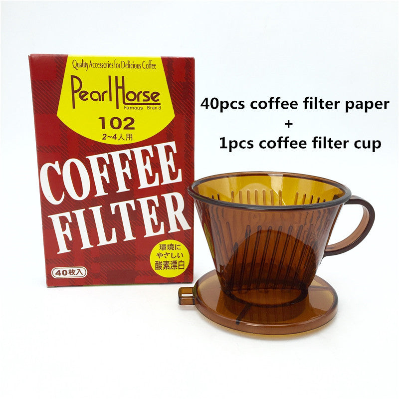 Free shipping 3-4 cup drip coffee filter / 40pcs coffee filter paper + 1pcs coffee filter cup + 360ml glass pot set combination