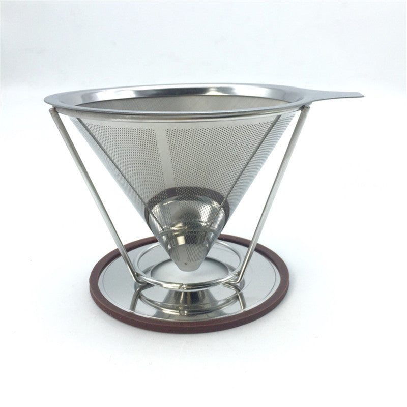 Free Shipping High-quality stainless steel coffee filter set +580 ml lovely glass coffee pot + natural wood cup holder
