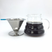 Load image into Gallery viewer, Free Shipping High quality 3-4 cup metal coffee filter + 580ml lovely glass coffee pot combination set
