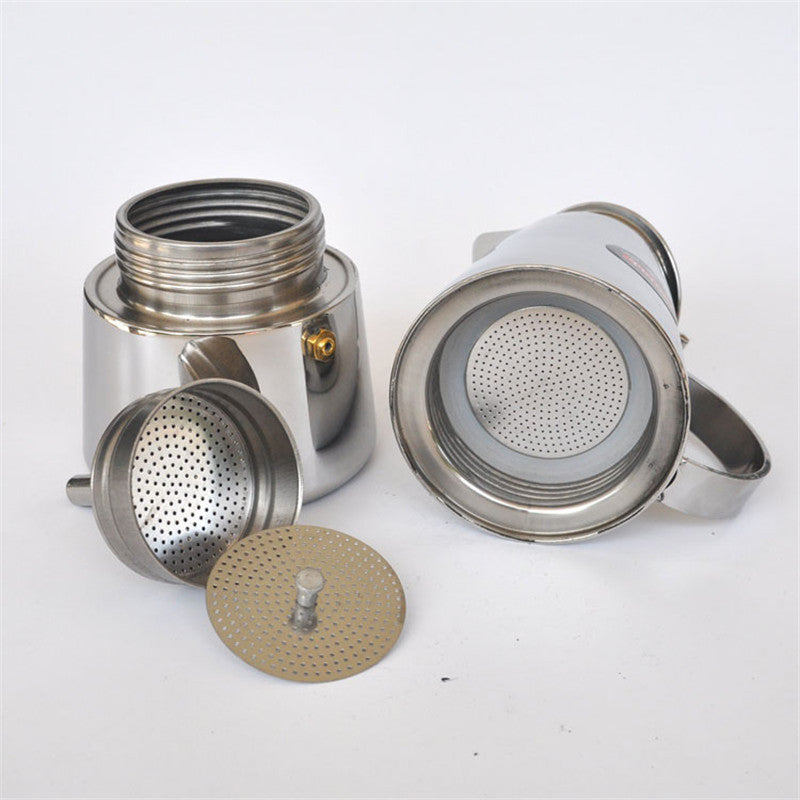 The new stainless steel Moka pot / aluminum material filter cartridge mocha coffee pots filtering tools filter coffee pot 4 cups