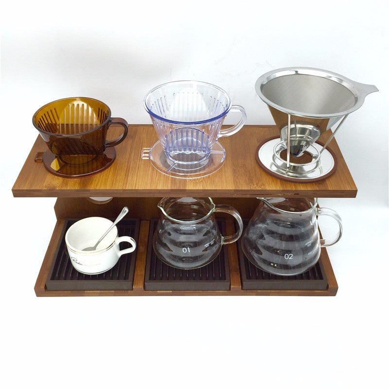 Bamboo material manually brewed coffee filter cup shelf / hand pour Coffee follicular tools coffee tea strainer cup holdersF-835