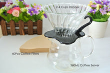 Load image into Gallery viewer, Free Shipping Hand Hot Coffee Drip Set One V60 Dripper + One Coffee Serever+ 40Pcs Coffee Filters
