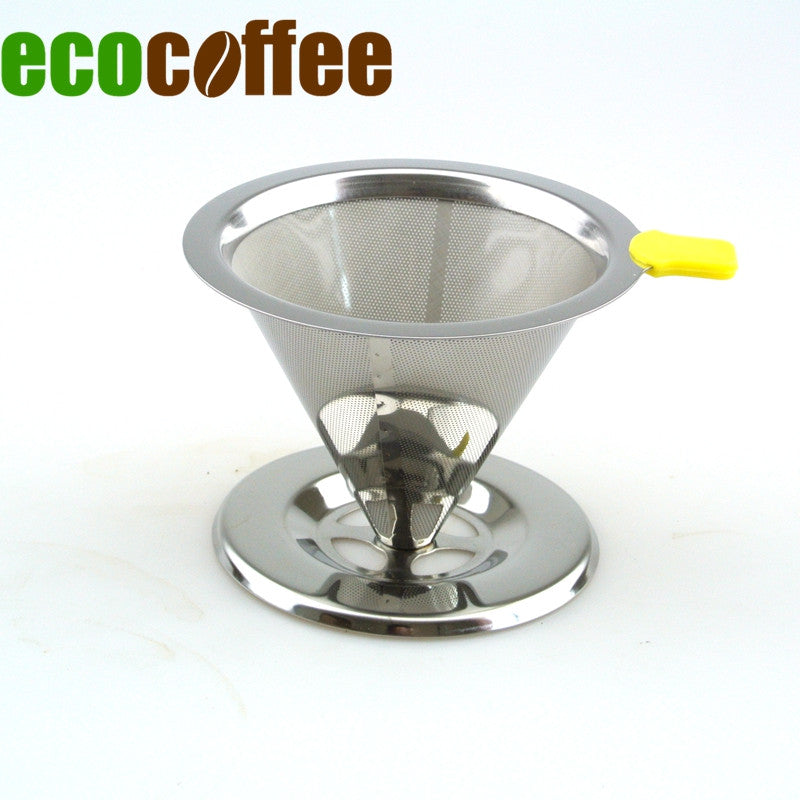 1PC Free Shipping Stainless Steel  Dripper Reusable Coffee Filter with Cup Stand