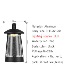 Load image into Gallery viewer, IP68 Waterproof Outdoor LED Wall Lighting Industrial Aluminum Black Lamp for Garden porch Sconce Light 96V 220V Sconce Luminaire
