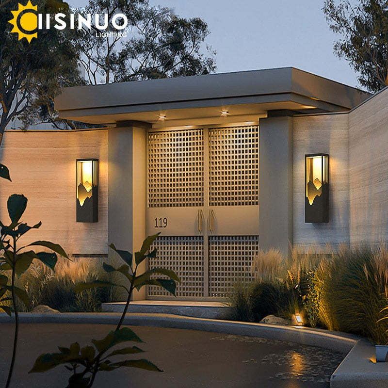 IISINUO Solar LED Outdoor Light Waterproof Garden Decoration Lamps for Balcony Courtyard Street Wall Lighting Outdoor Luminaires