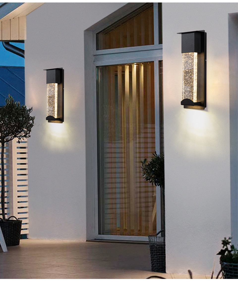 New LED Wall Lighting PIR Motion Sensor Crystal Outdoor IP65 Waterproof Street Lamp for Balcony Garden 96V 220V Sconce Luminaire