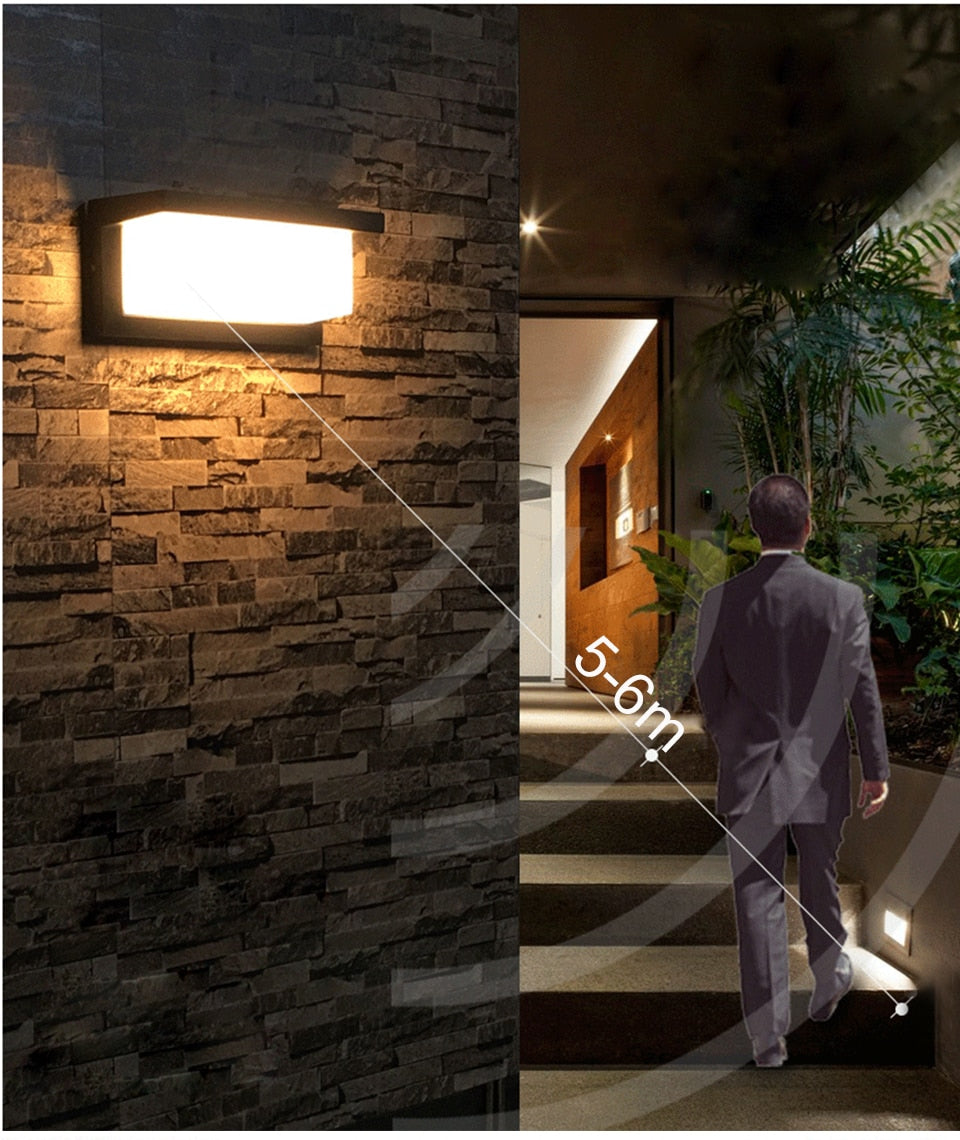 Modern Outdoor Wall Light Waterproof IP65 Motion Sensor LED Lighting 18W 30W Porch Lights Balcony Garden Outdoor Street Lighting