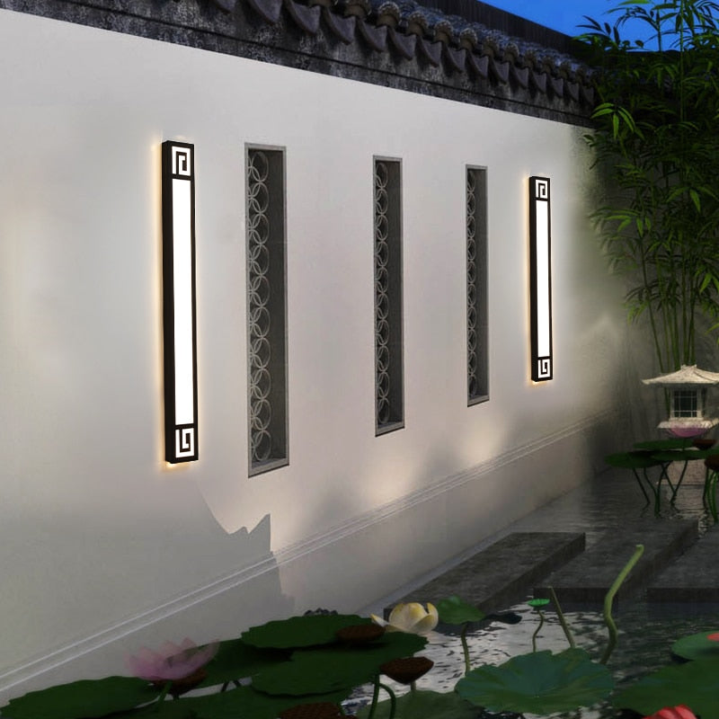 New Chinese outdoor wall lamp waterproof balcony external long LED wall light creative Garden Villa 110V 220V Sconce  Luminaire