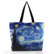 Load image into Gallery viewer, New 2017 Fashion Van Gogh Starry Night Printing Shoulder Canvas Laptop Shopping Handbags Ladies Totes Bags With Zipper L4-1612
