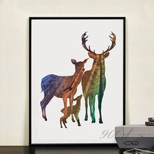 Load image into Gallery viewer, Silhouette of Deer Family with Pine Forest Canvas Art Print Painting Poster, Wall Picture for Home Decoration, Home Decor FA396
