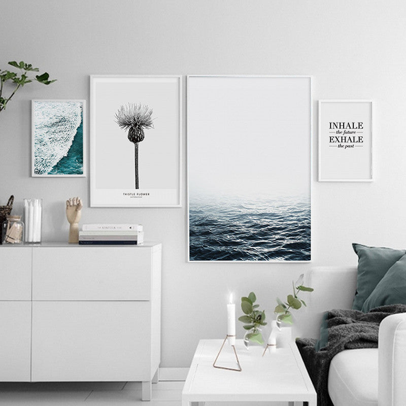 Modern Posters And Prints Blue Sea Wall Art Canvas Painting Wall Pictures For Living Room Nordic Decoration No Poster Frame