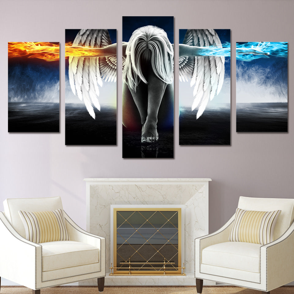 HD Printed 5 piece canvas art angel with wings painting anime room decor print poster wall art Free shipping/up-874