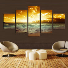 Load image into Gallery viewer, Unframed 5 Piece The Yellow Sea And setting sun Modern Home Wall Decor Canvas Picture Art HD Print Painting On Canvas Artworks
