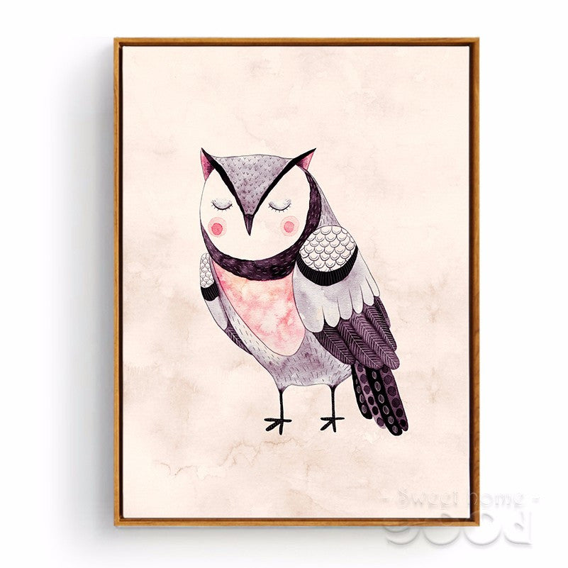 Watercolor Owls Canvas Art Print Poster, Wall Pictures for Home Decoration, Giclee Wall Decor CM025-3