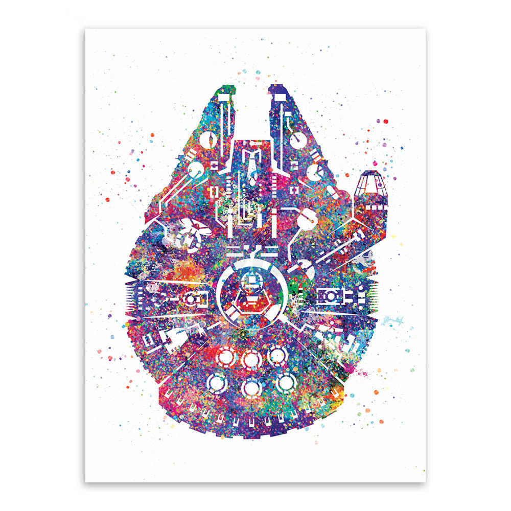 Watercolor Star Wars Ship Pop Movie Art Prints Poster Abstract Canvas Painting No Frame Living Room Decor PP063