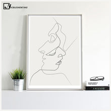 Load image into Gallery viewer, KISS - One Line Drawing Face Sketches Minimalist Art Canvas Poster Painting Black White Abstract Picture Print Modern Home Decor
