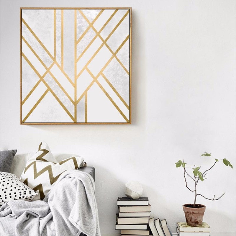 BLINGIRD GY80 Nordic Minimalist Gold Geometric Art Wall Poster Abstract Canvas Print Living room Decor Oil Painting no frame