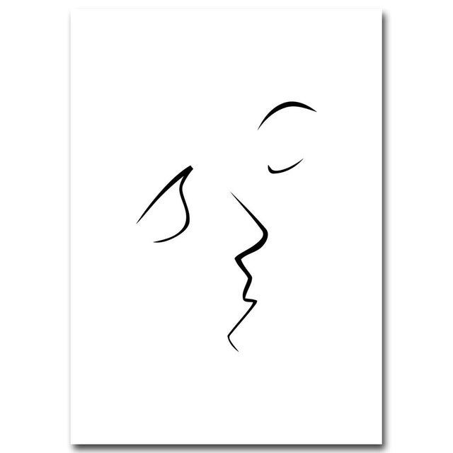 Nordic Art Kiss Fashion Girl Red Lip Canvas Poster Minimalism Painting Abstract Wall Picture Print Modern Home Living Room Decor