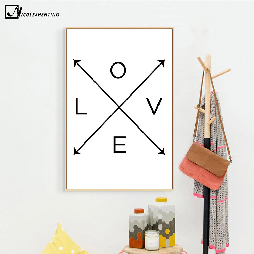 NICOLESHENTING Nordic Art SMILE LOVE Quote Art Canvas Poster Minimalist Print Motivational Wall Picture Home Room Decoration