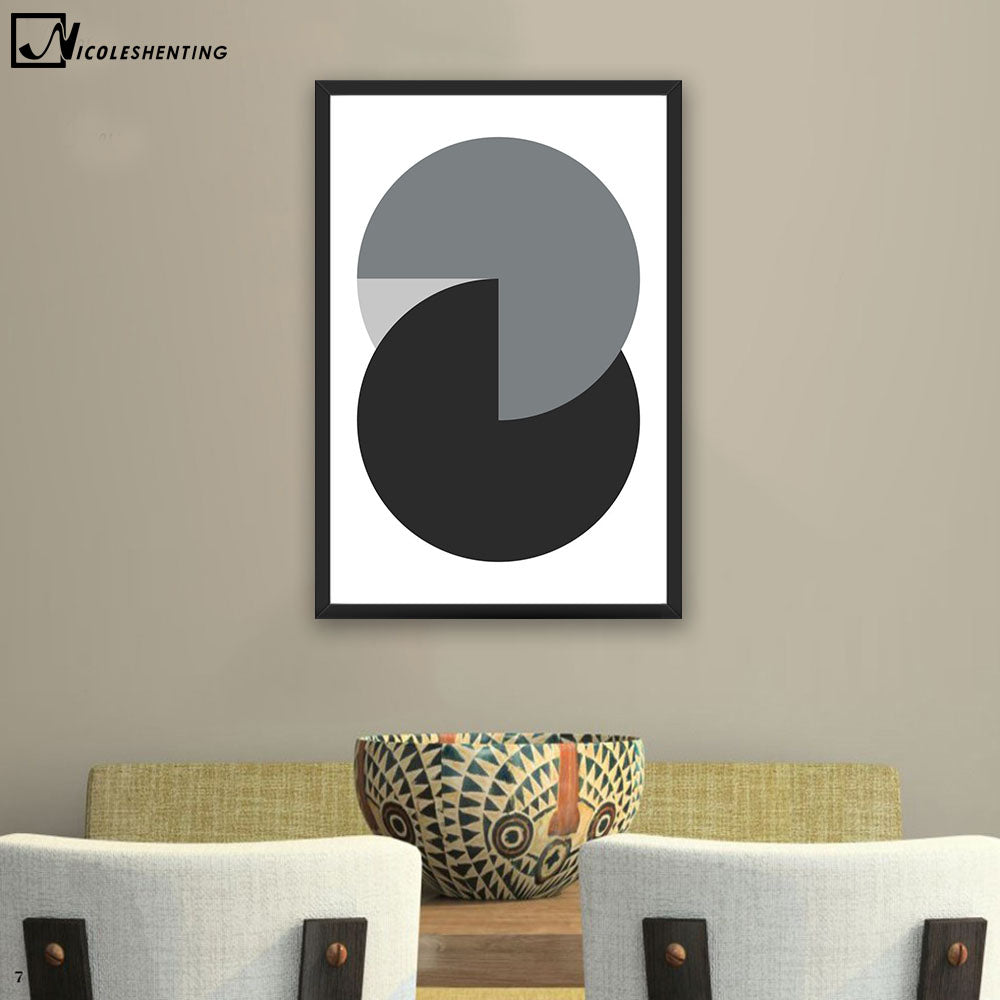 NICOLESHENTING Black White Geometry Minimalist Art Canvas Poster Painting Abstract Wall Picture Modern Home Bedroom Decoration
