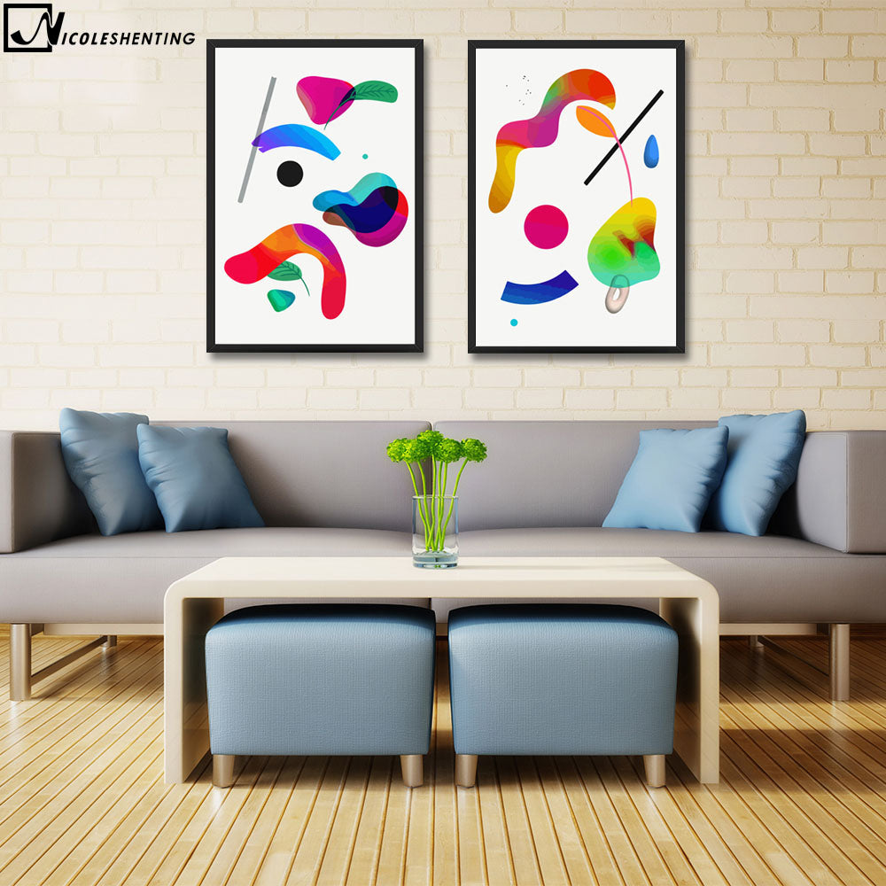 NICOLESHENTING Watercolor Geometry Minimalist Art Canvas Poster Abstract Painting Wall Picture Print Modern Home Decoration