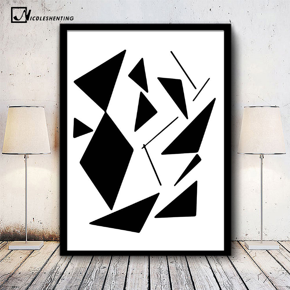 NICOLESHENTING Geometry Abstract Minimalist Canvas Poster Print Black White Nordic Art Picture Painting Modern Home Decoration