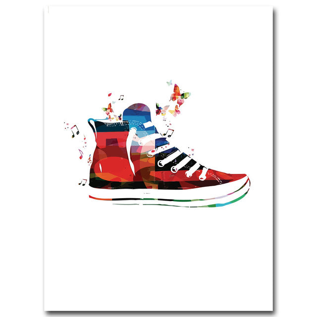 NICOLESHENTING Watercolor Palm Guitar Shoes Abstract Art Canvas Poster Minimalist Painting Wall Picture Modern Home Room Decor